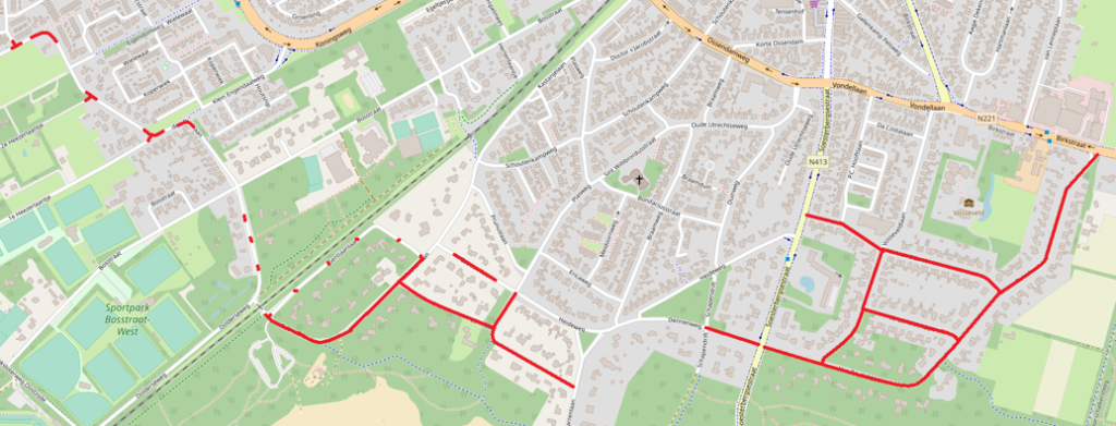 Soest-Zuid kaart met aangegeven km/uur wegen die